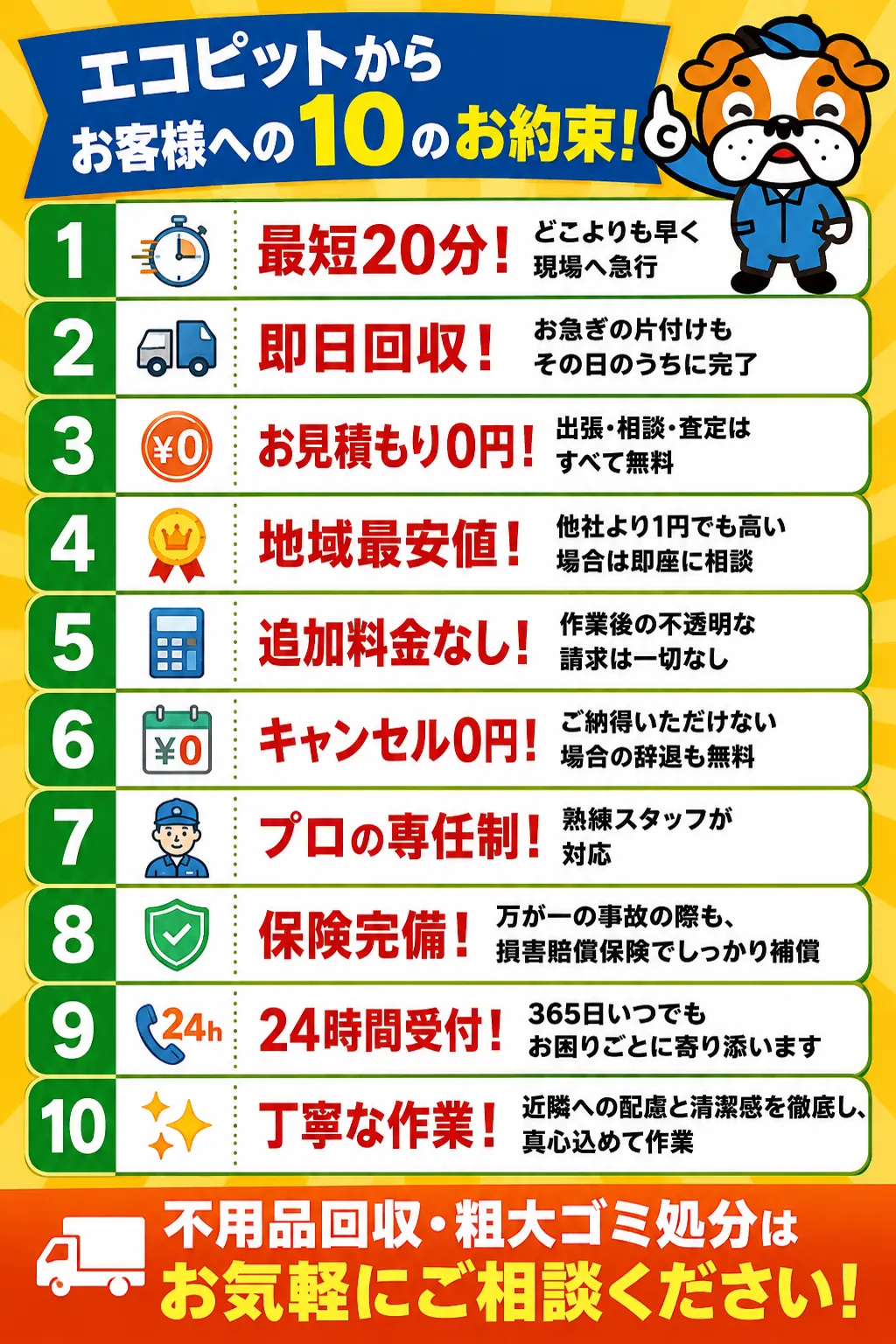 エコピットからお客様への10のお約束